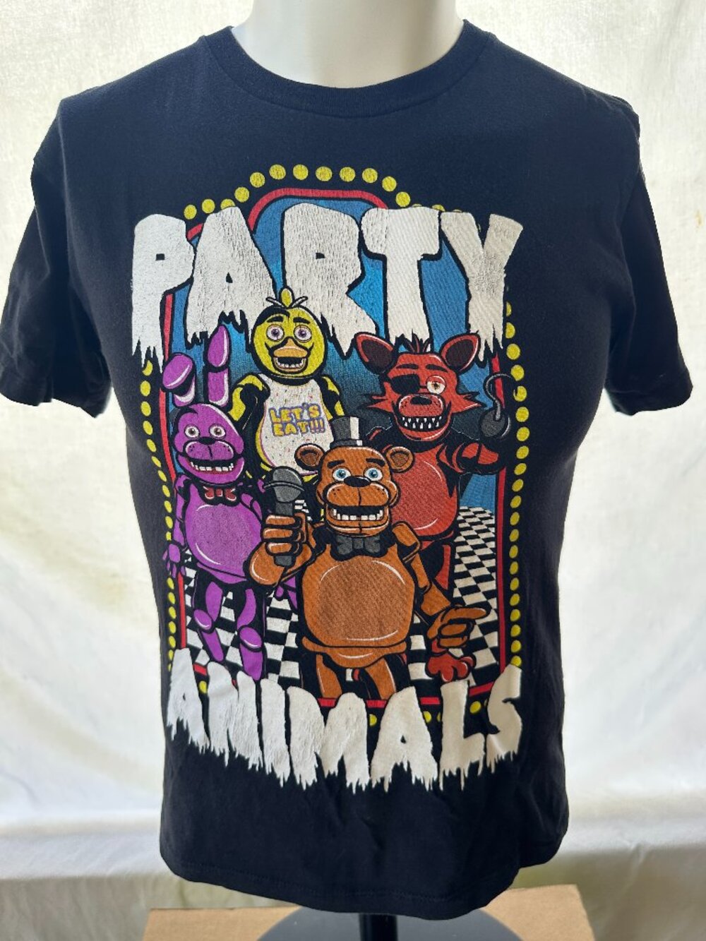 Five Nights at Freddy's Party Animals Kid's Black Shirt Large Cotton Large 2017